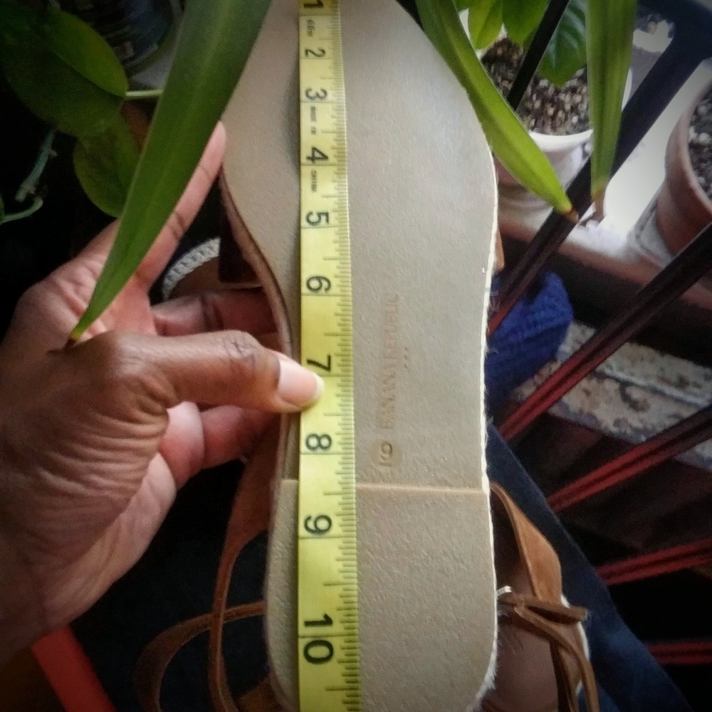 NWOT Banana Republic Factory Tan Espadrille Ankle-Strap Flats with Cream Toe - Picture 8 of 15